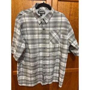 BLACKHAWK! Short Sleeve Tactical Shirt, black/gray/white  plaid pattern. Men xl